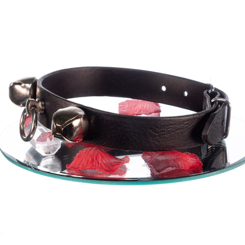 SiaLinda BDSM Halsband Glocke mit oder ohne O-Ring, Rindersoftleder 25mm, Edelstahl - SiaLinda.com